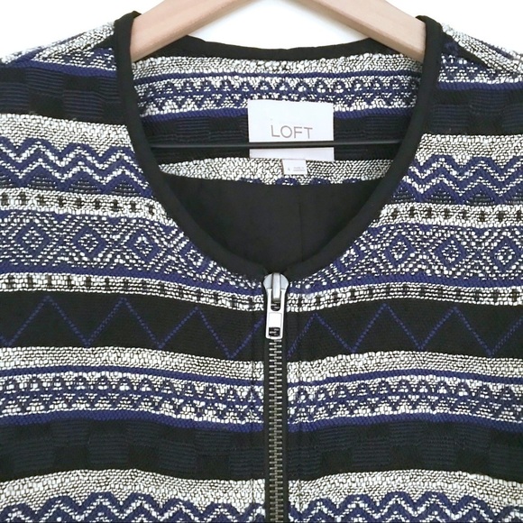 LOFT Striped Pattern Jacket Blazer with Fringe 4 - Picture 3 of 8